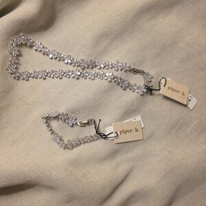 Piper K Necklace and Bracelet Silver Floral set